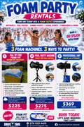 DriveTime Foam Party Rentals — Pool Party Foam Machine, $275 for up to 4 hours, Bowling Green KY