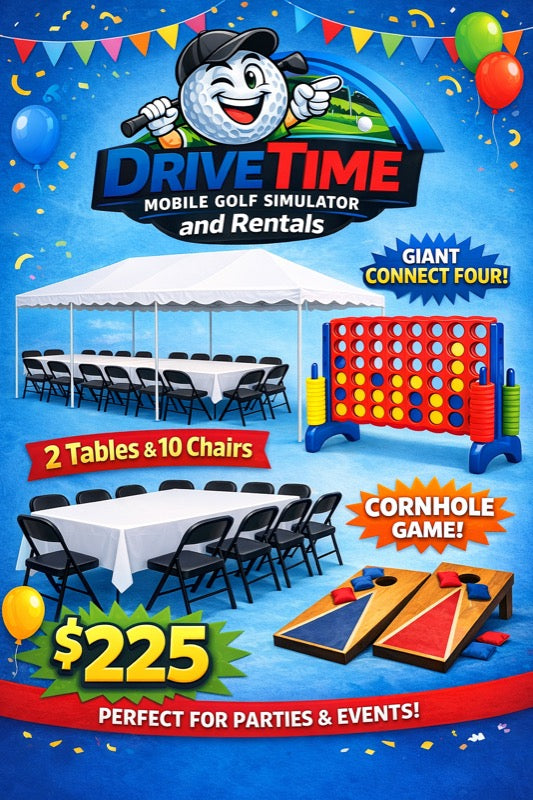 Tent, tables, chairs and lawn games party rental package in Bowling Green KY